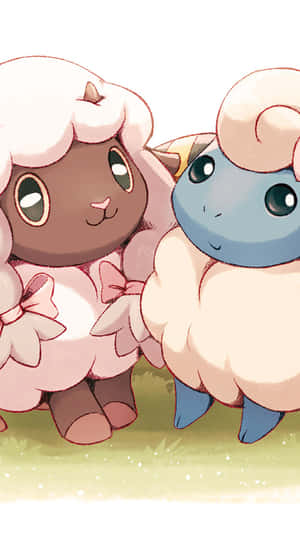 Wooloo And Mareep Kawaii Style Wallpaper