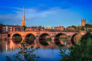 Worcester Bridgeand Cathedralat Dusk Wallpaper