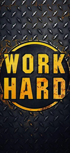 Work Hard - A Yellow Logo On A Metal Background Wallpaper