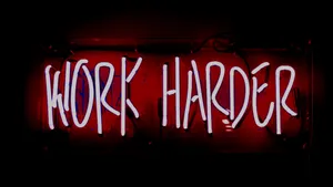 Work Harder Neon Sign Wallpaper
