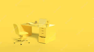 “work & Play On The Stylish Pastel Yellow Laptop” Wallpaper