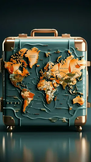 World Map Suitcase Design Wallpaper