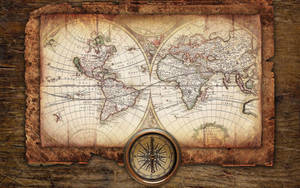 World Map Vintage Aesthetic Laptop Wallpaper