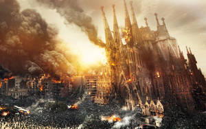 World War Z Destroying Sagrada Familia Wallpaper