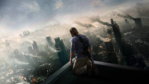 World War Z Gerry Rooftop Edge Wallpaper