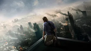 World War Z Gerry Rooftop Edge Wallpaper