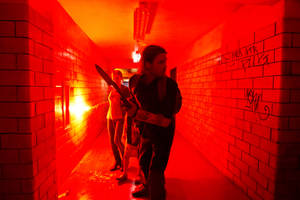 World War Z Red Hallway Wallpaper