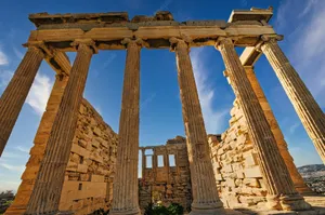 Worm's-eye View Of The Erechtheion's Pillars Wallpaper