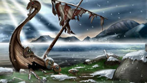 Wrecked Viking Ship Wallpaper