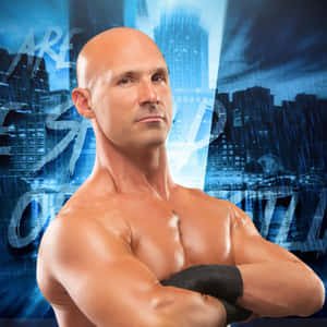 Wrestler Pose Against City Backdrop Wallpaper