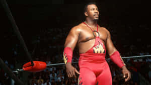 Wrestlerin Red Attire Entering Ring Wallpaper