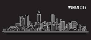 Wuhan City Outline Art Wallpaper