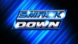 Wwe Smackdown Logo On A Blue Background Wallpaper