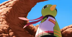 Xatu, The Mystic Pokemon, Standing Majestically Below A Rocky Arch Wallpaper