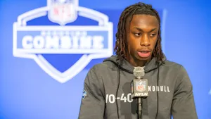 Xavier Worthy N F L Combine Interview Wallpaper