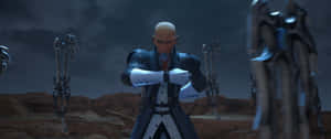 Xehanort And Kingdom Hearts Characters In An Epic Battle Scene Wallpaper