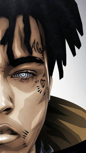 Xxxtentacion Aesthetic Half Face Art Wallpaper