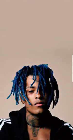 Xxxtentacion Rocking His Signature Style, Blue Hair. Wallpaper