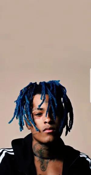 Xxxtentacion Rocking His Signature Style, Blue Hair. Wallpaper