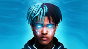 Xxxtentacion With His Iconic Blue Hair Wallpaper