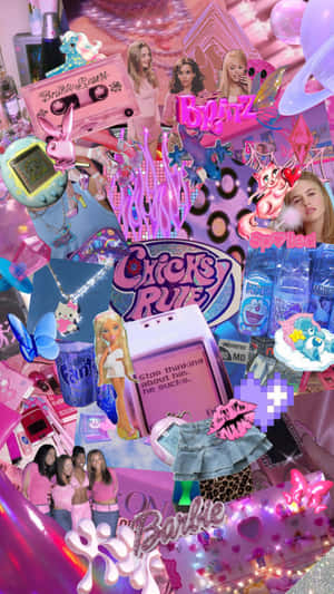 Y2 K Aesthetic Collage Pink Overload.jpg Wallpaper