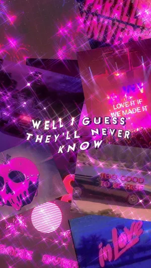 Y2 K Aesthetic Collage Purple Hues Wallpaper