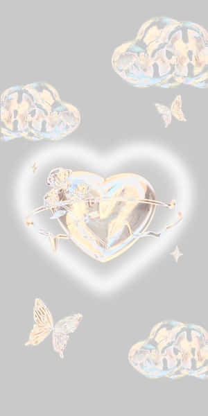 Y2 K Aesthetic Heartand Butterflies Wallpaper