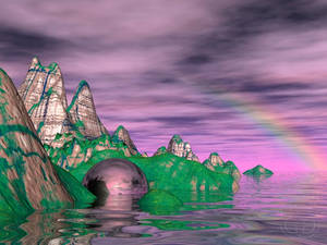 Y2k Aesthetic Island Art Wallpaper