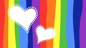 Y2k Hearts And Rainbow Wallpaper