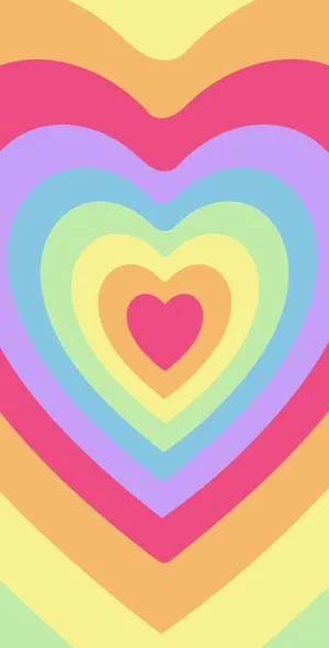 Y2k Hearts With Pastel Colours Wallpaper