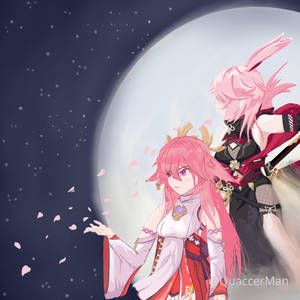 Yae Miko And Yae Sakura Wallpaper