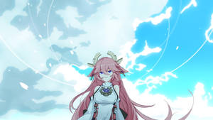 Yae Miko In The Sky Wallpaper