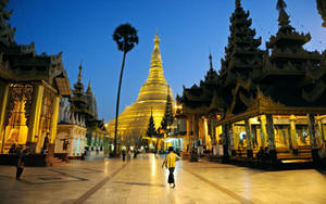 Yangon High Contrast Pagoda Wallpaper