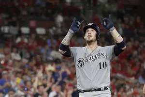 Yasmani Grandal Pointing Up Wallpaper