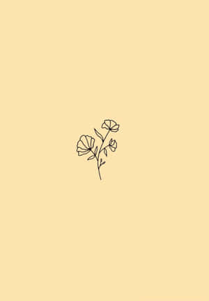 Yellow Aesthetic Pastel Minimalist Hand Drawn Flowers Wallpaper