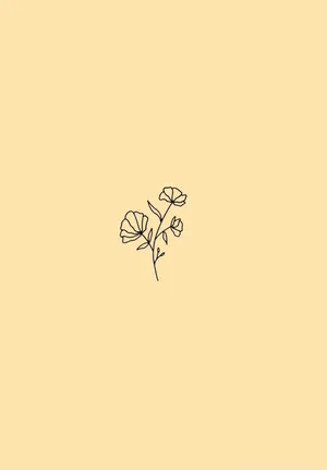 Yellow Aesthetic Pastel Minimalist Hand Drawn Flowers Wallpaper