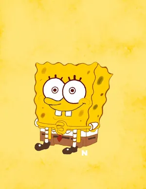 Yellow Aesthetic Spongebob Sitting Wallpaper