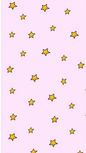 Yellow And Pink Cute Stars Pattern Wallpaper