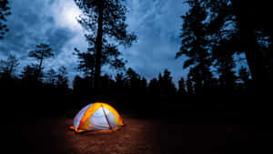 Yellow And White Tent Camping Desktop Wallpaper