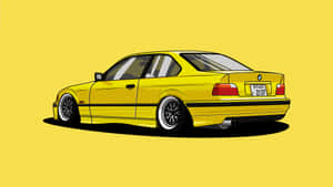 Yellow B M W E36 Illustration Wallpaper