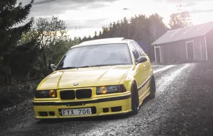 Yellow B M W E36 Touring Countryside Road Wallpaper