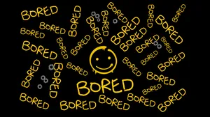 Yellow Boring Words Black Background Wallpaper