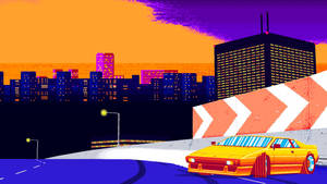 Yellow Car 8 Bit Wallpaper