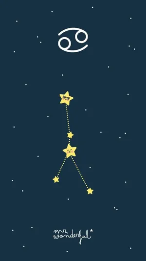 Yellow Constellation Cute Cancer Zodiac Sign Wallpaper