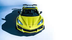 Yellow Corvette C8 Top View Wallpaper