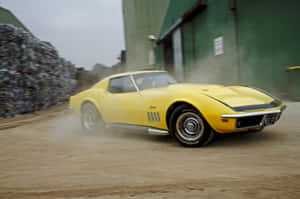 Yellow Corvette Z L1 Action Drift Wallpaper