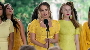 Yellow Dress Group Speech Wallpaper