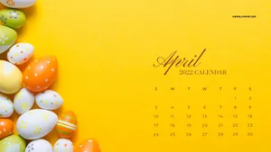 Yellow Easter Eggs April 2022 Calendar Wallpaper