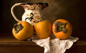 Yellow Food Plant Persimmons Wallpaper