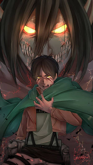 Yellow Lit Eyes Attack On Titan Iphone Wallpaper